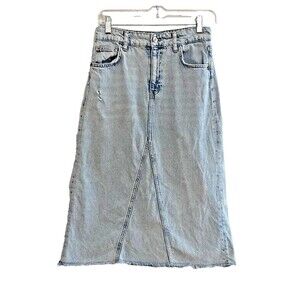 Zara Cut-Off Jeans Skirt~Girls 13-14 Womens XS/S~Light Blue~Adjustable Waistband